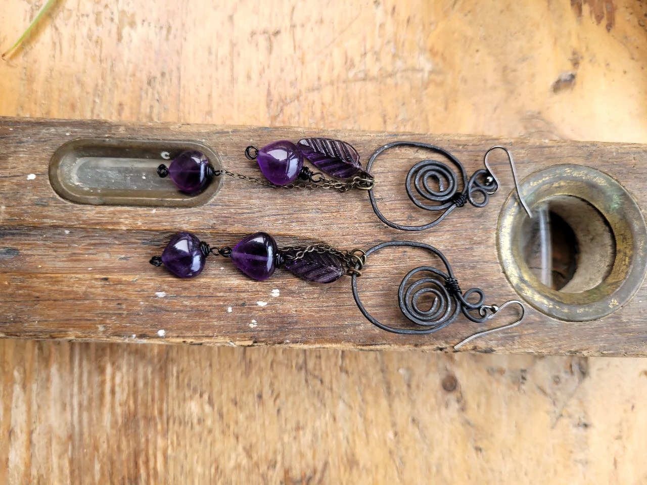 Heterogene oorbellen met amethysten !!! – photo 4